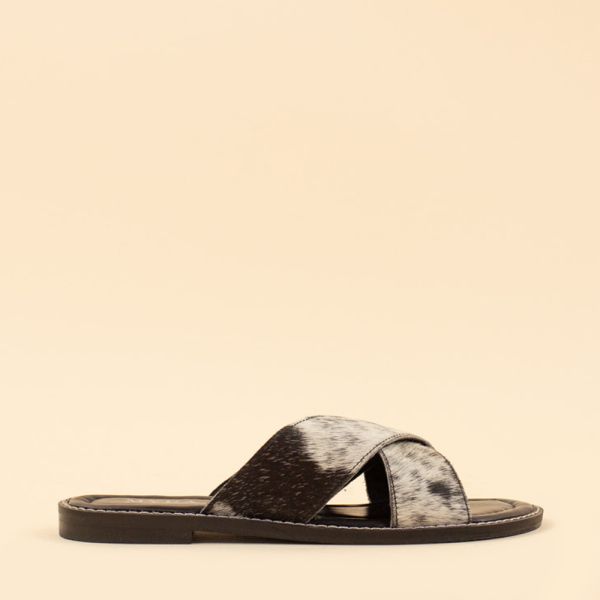 Myra El Paso Dawn Hairon Leather Sandals Speckled White