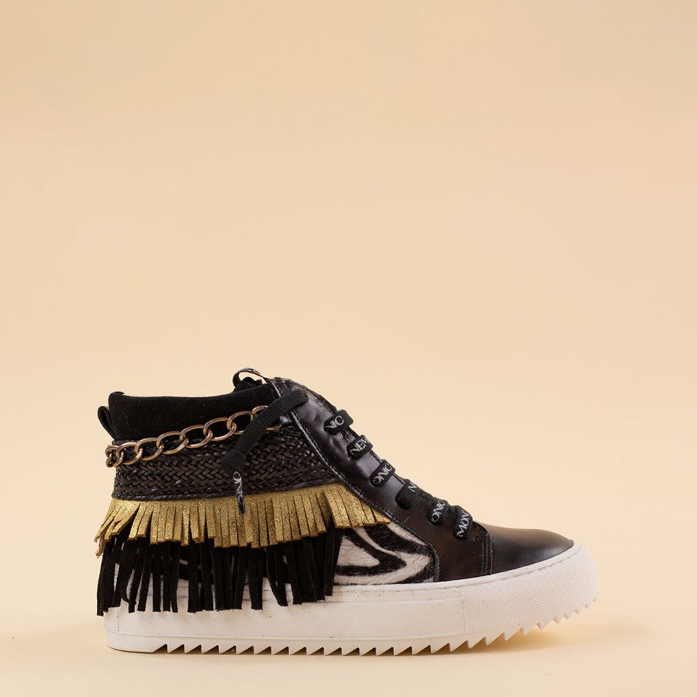 Nemonic 2265 boho sneakers zwart - zebra