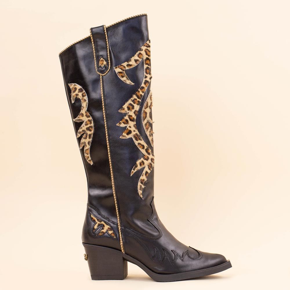 Nemonic 2354 boho boots black leopard
