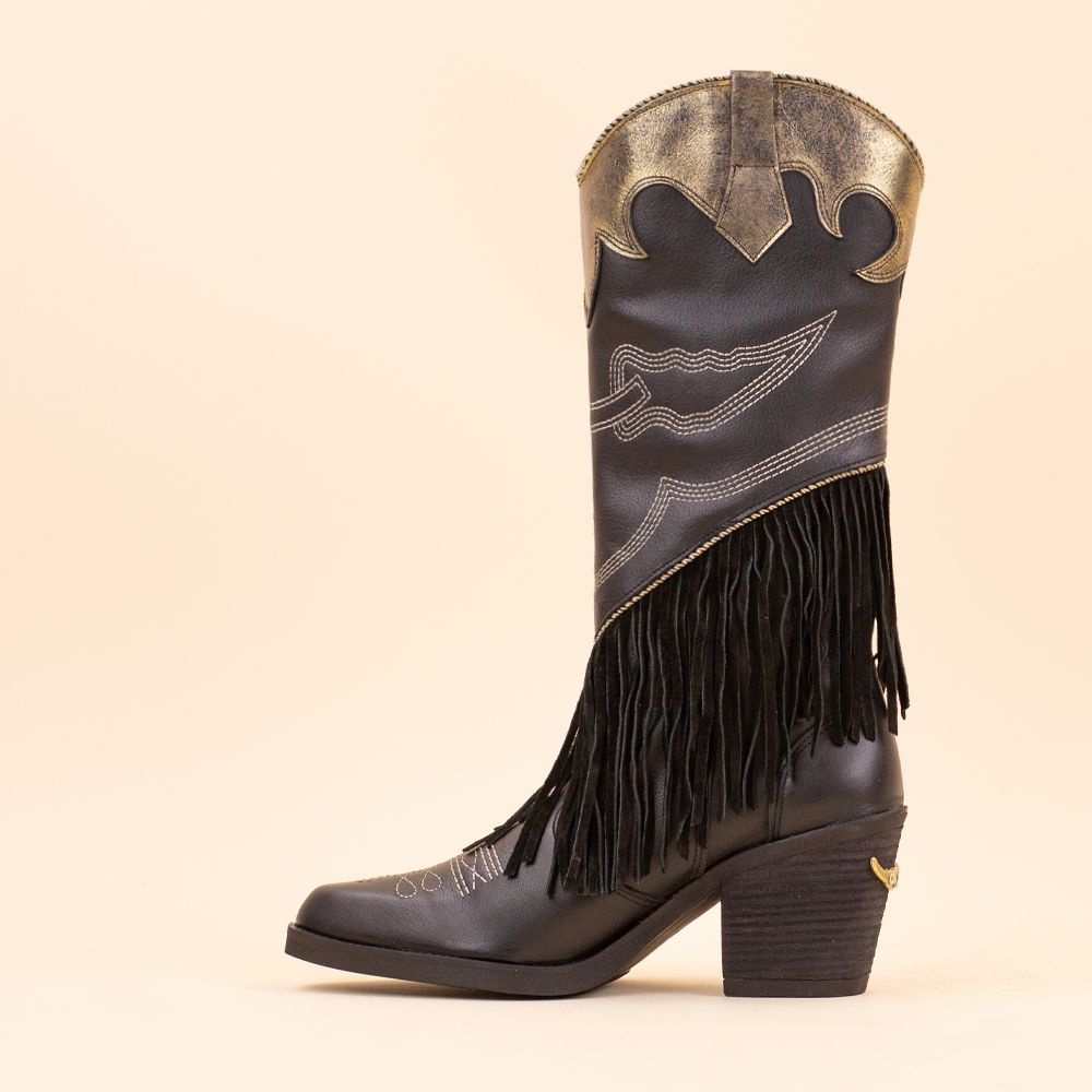 Nemonic 2427 cowboyboots boho Negro