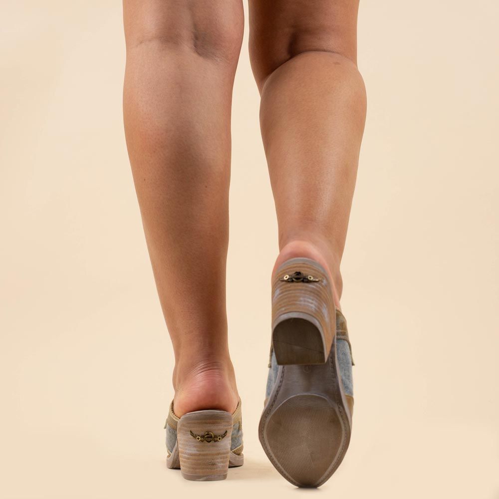 Nemonic 2379 boho clogs champagne - jeans