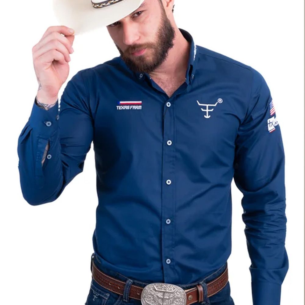 Texas Farm Heren Western Blouse Blue