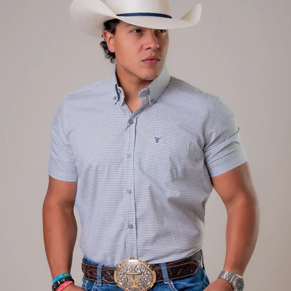 Texas Farm Heren Western Blouse - geruit blue