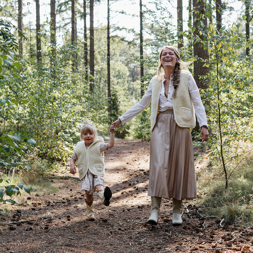 Women's wool bodywarmer beige zipper