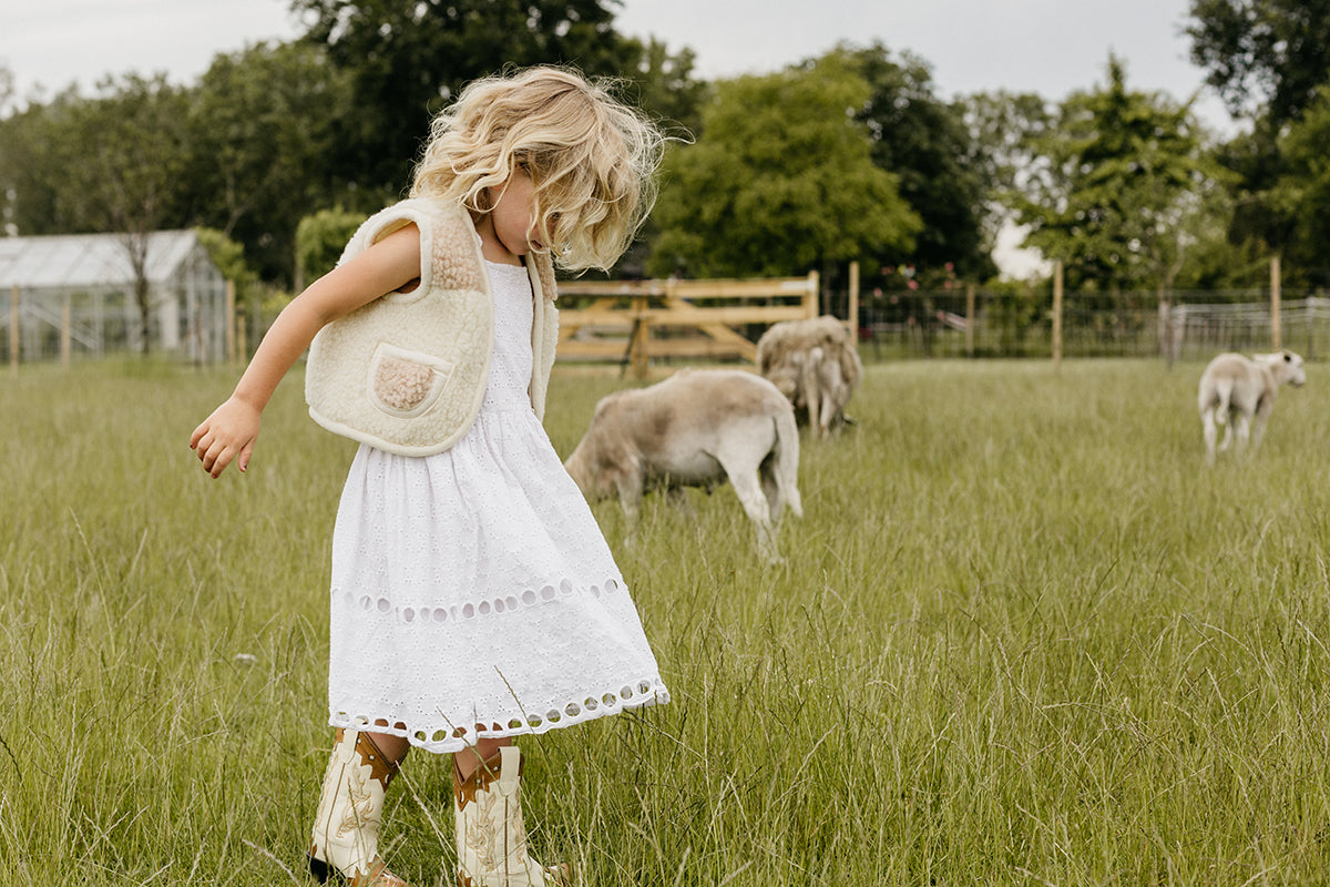 Kids vest wool beige zipper
