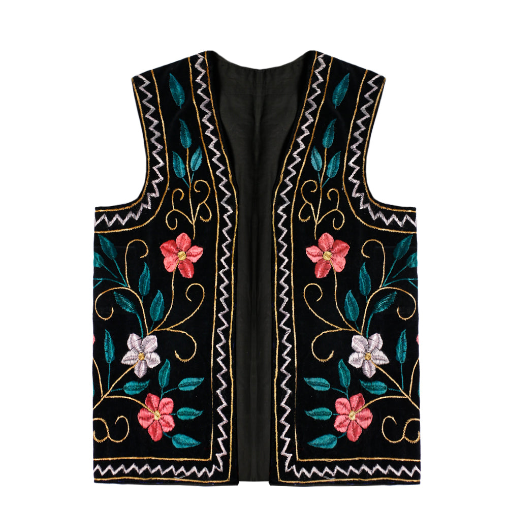 Afghan Waistcoat pink green floral