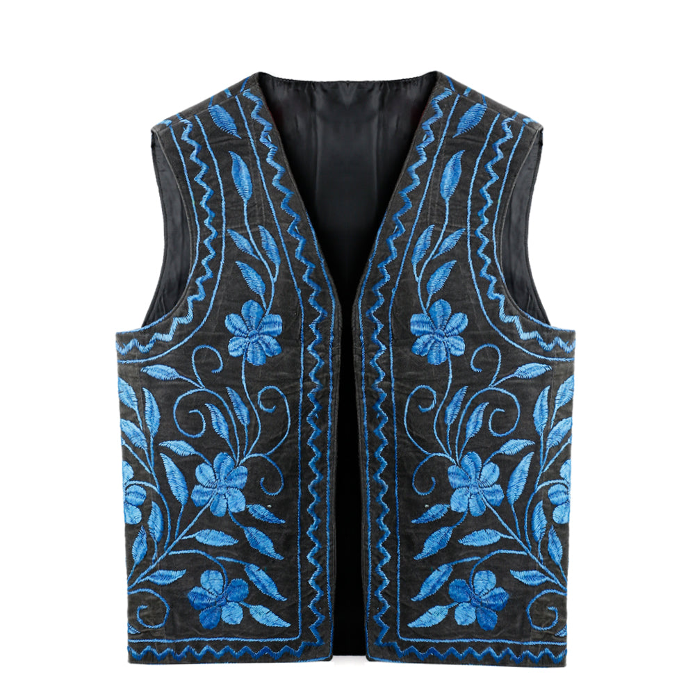 Afghan Waistcoat grey blue