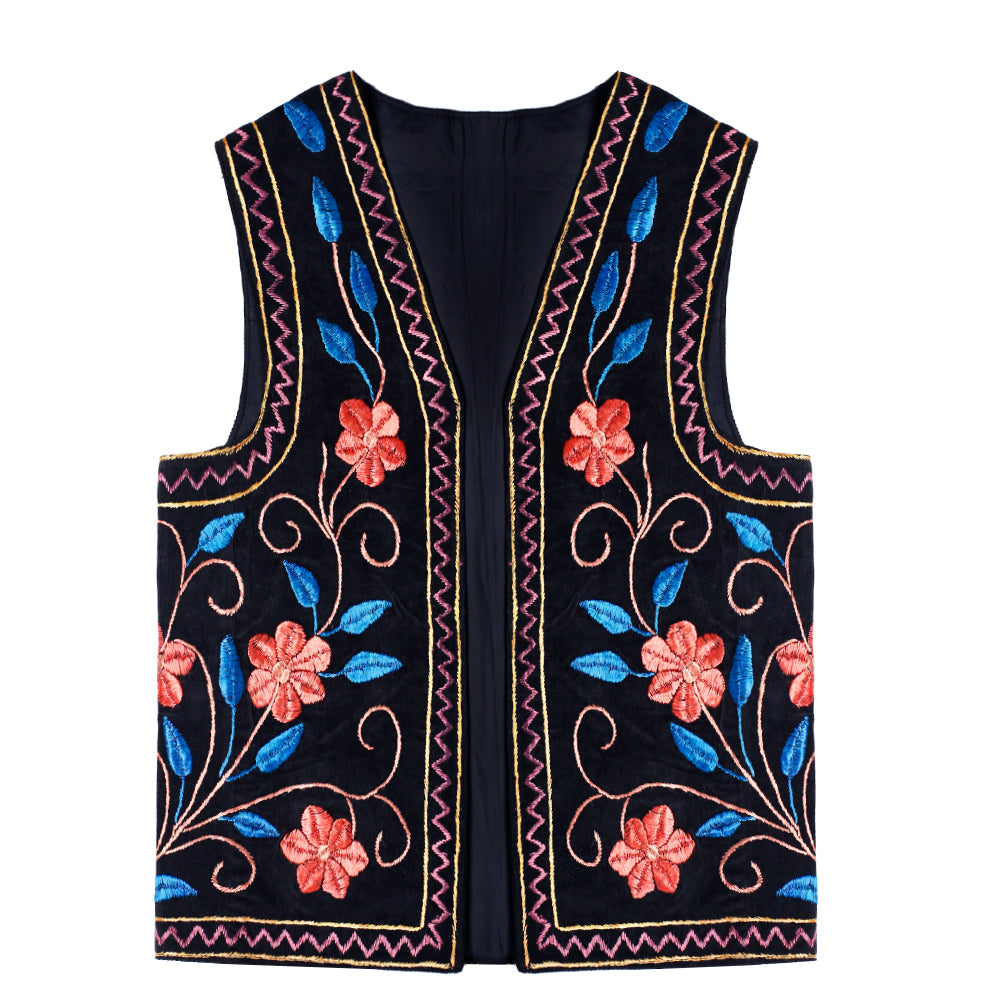 Afghan Waistcoat black pink blue