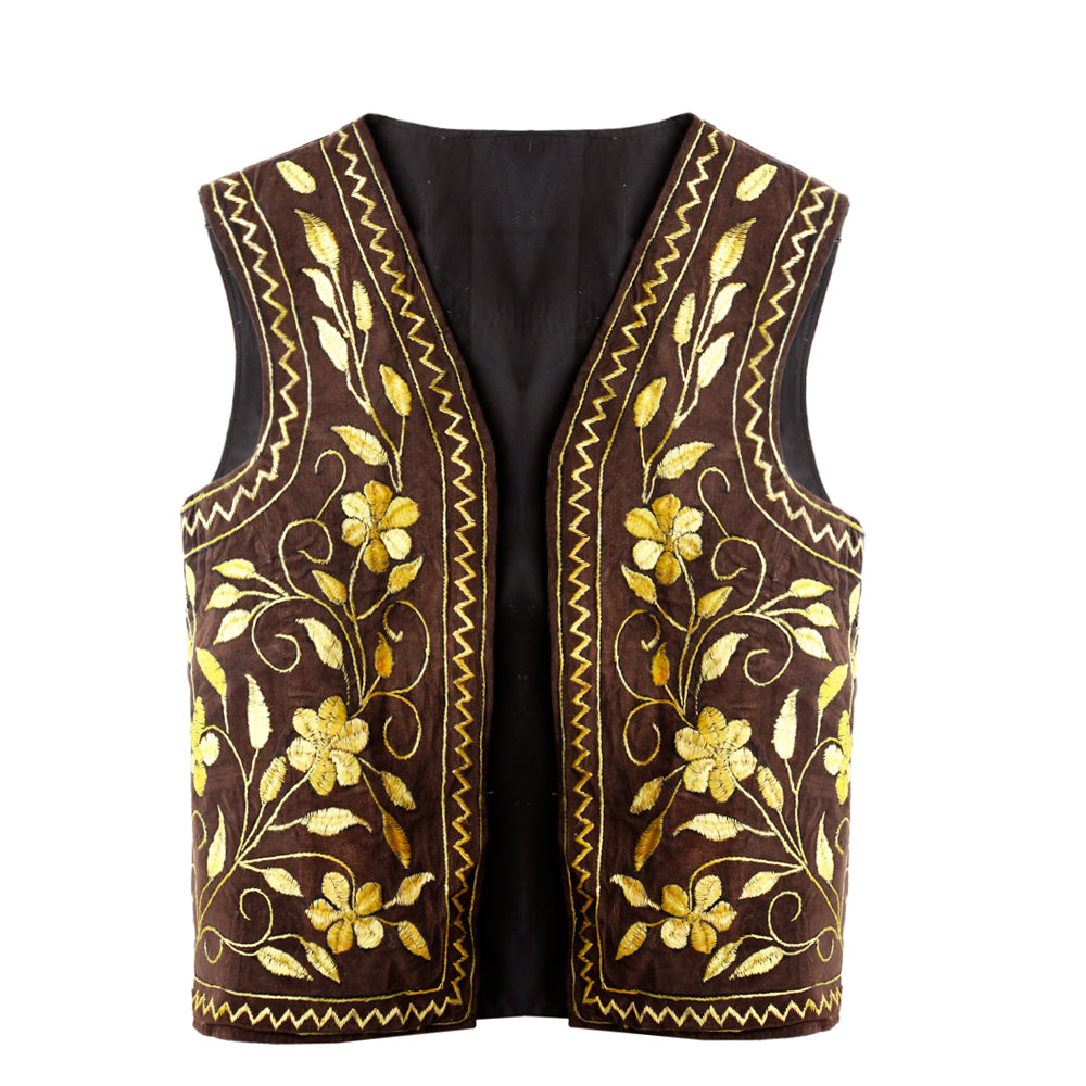 Afghan Waistcoat brown yellow