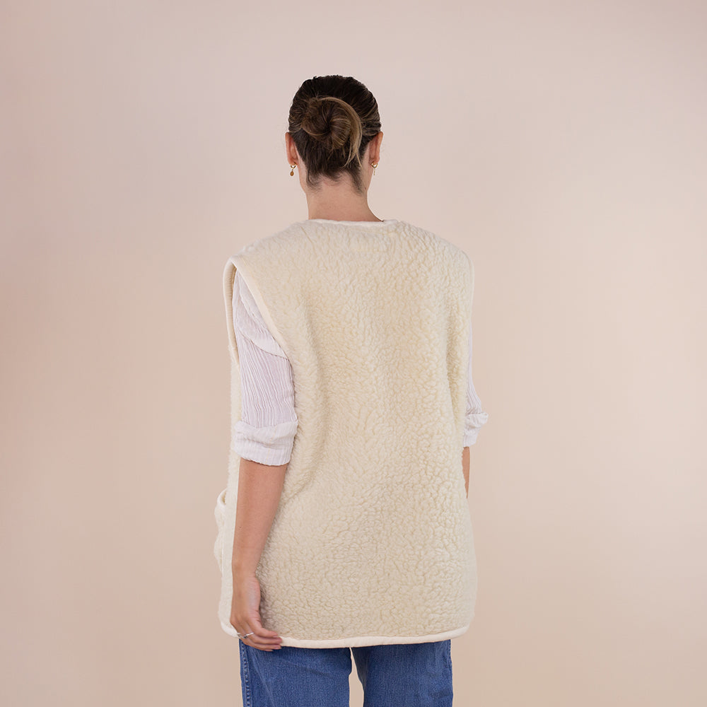 Women's wool bodywarmer beige zipper