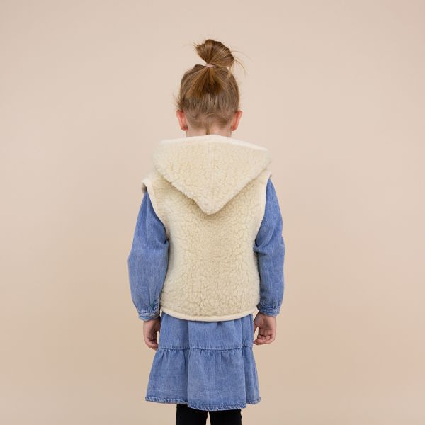 *SALE* Kids vest wool beige hooded