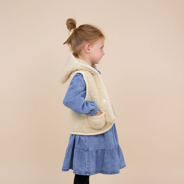 *SALE* Kids vest wool beige hooded