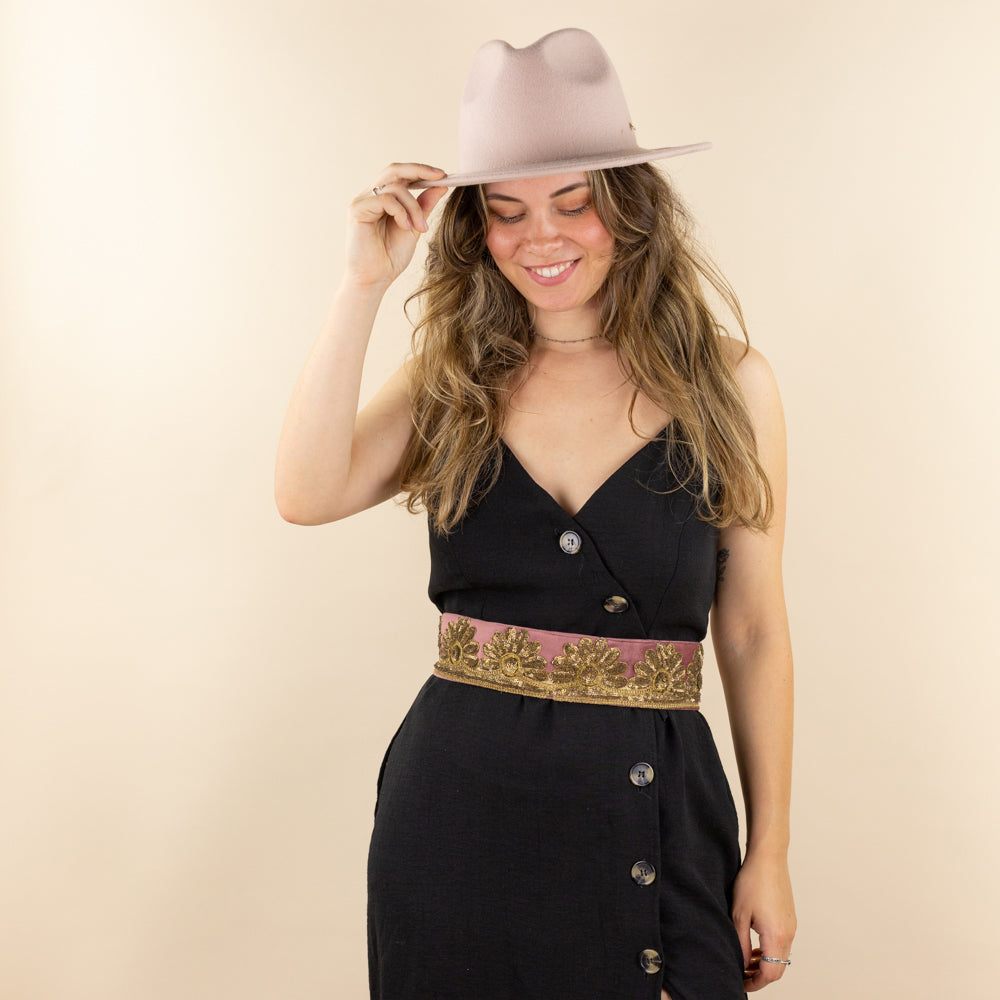 Belt pink - bronze sequins