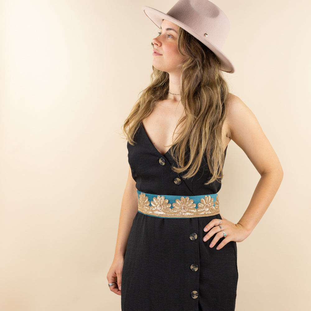 Belt blue - gold sequins