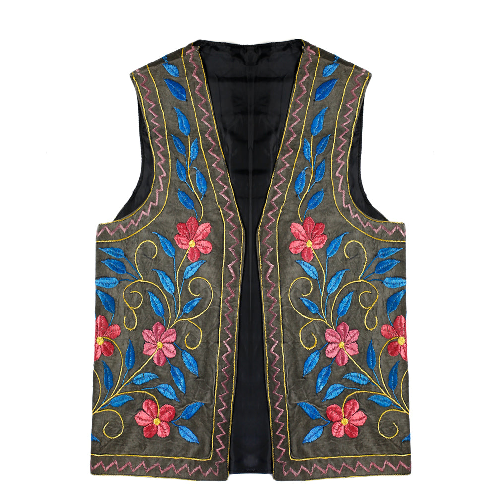 Afghan Waistcoat grey - blue